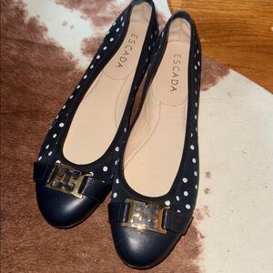 Escada Black and White Polka Dot Flats